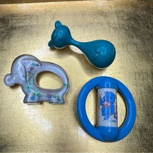 Vintage Blue and White Baby Rattle Set